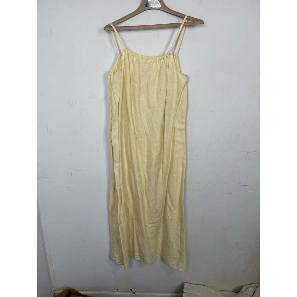 Beacan Cove Womens Dress XS Butter Yellow 100% Linen Maxi Beachy Quiet Luxury